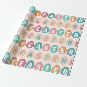 Happy Easter Egg Typography Pattern Wrapping Paper
