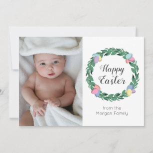 Happy Easter Egg Wreath   Personal Family Photo Holiday Card