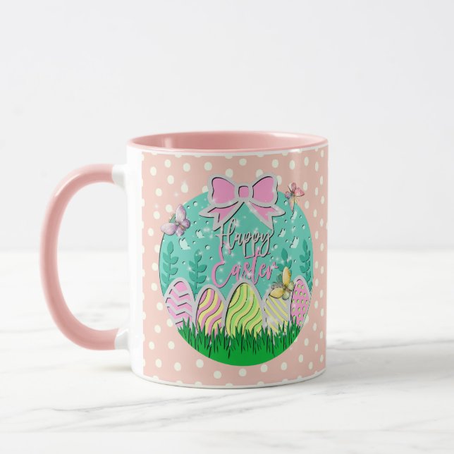 Happy Easter Eggs and Butterflies Mug (Left)