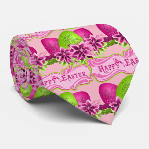 Happy Easter Eggs And Flowers Tie