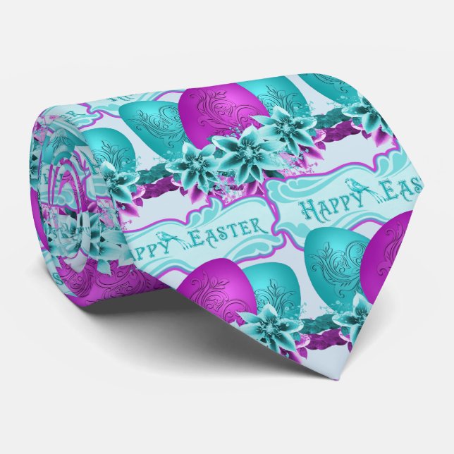 Happy Easter Eggs And Flowers Tie (Rolled)