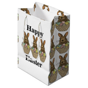 Happy Easter Eggs Basket Bunny Happy Easter Medium Gift Bag