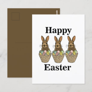 Happy Easter Eggs Basket Bunny Happy Easter Postcard