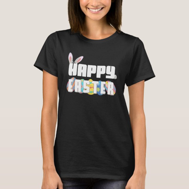 Happy Easter Eggs Bunny Costume Men Women Adults B T-Shirt (Front)
