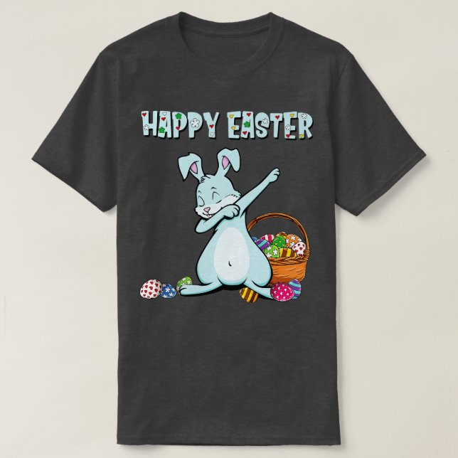 Happy Easter Eggs Bunny Dabbing Funny Easter Day  T-Shirt (Design Front)