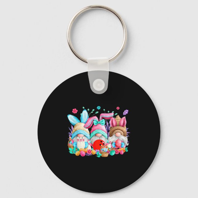 Happy easter eggs bunny gnomes bowling lover easte key ring (Front)