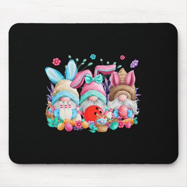 Happy Easter Eggs Bunny Gnomes Bowling Lover Easte Mouse Pad (Front)