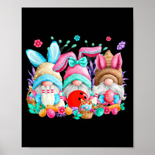 Happy easter eggs bunny gnomes bowling lover easte poster