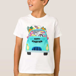 Happy Easter Eggs Bunny Truck Boy T-Shirt