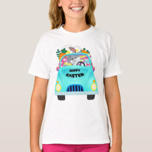 Happy Easter Eggs Bunny Truck Girl T-Shirt