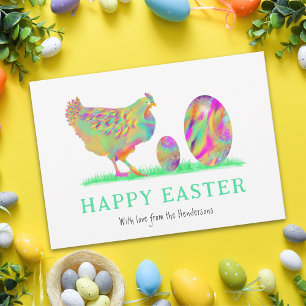 Happy Easter eggs chicken watercolor budget