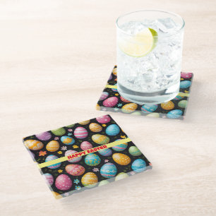 Happy Easter Eggs Collection Glass Coaster