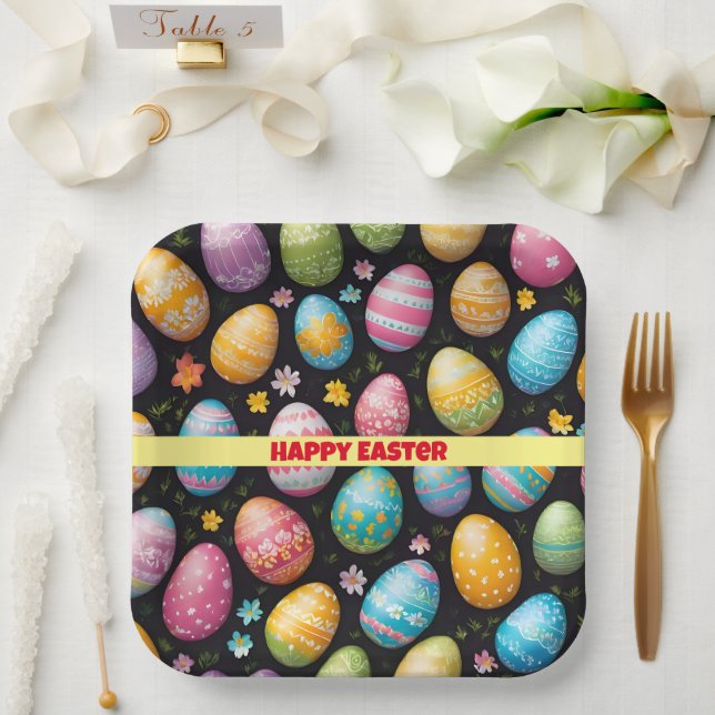 Happy Easter Eggs Collection Paper Plate (Wedding)