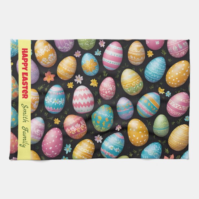 Happy Easter Eggs Collection Tea Towel (Horizontal)