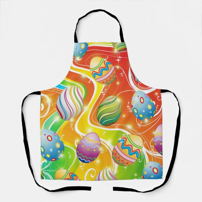 Happy Easter Eggs Festive Pattern Apron (Front)