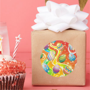 Happy Easter Eggs Festive Pattern Classic Round Sticker