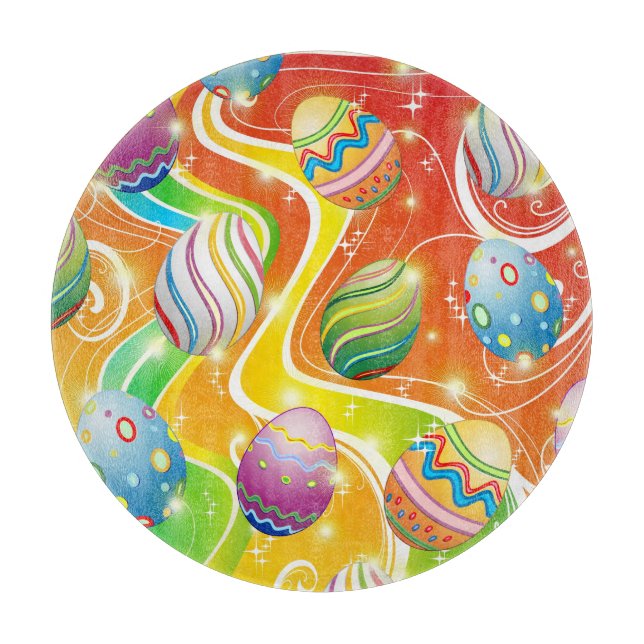 Happy Easter Eggs Festive Pattern Cutting Board (Front)