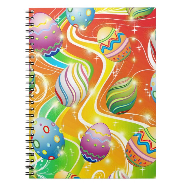 Happy Easter Eggs Festive Pattern Notebook (Front)