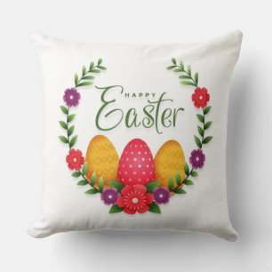 Happy Easter Eggs Flowers-23798 Cushion