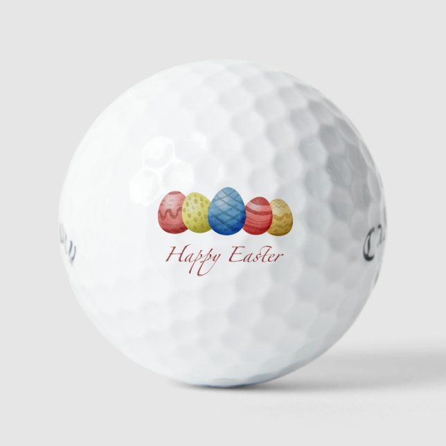 Happy Easter Eggs Golf Balls – Colourful  (Front)