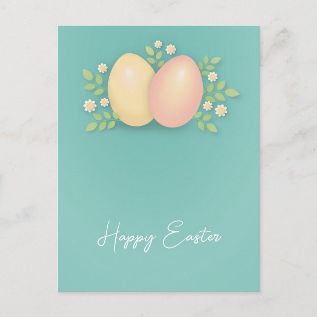 Happy Easter eggs in soft blue Postcard (Front)