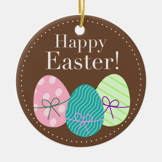 Happy Easter Eggs Ornament Round (Front)