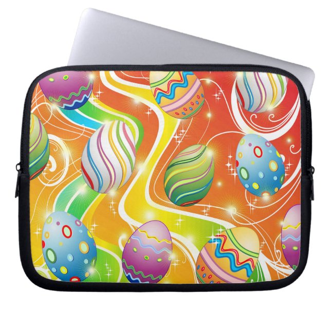 Happy Easter Eggs Ornamental Design Laptop Sleeve (Front)