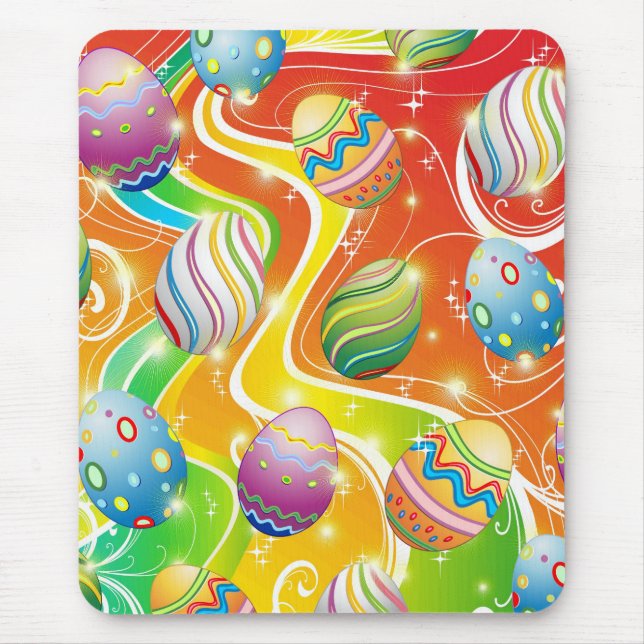 Happy Easter Eggs Ornamental Design Mouse Pad (Front)