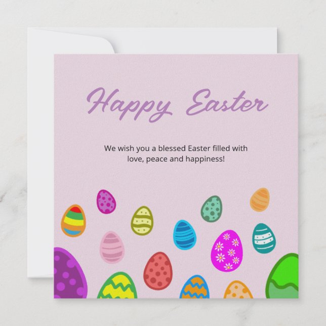 Happy Easter Eggs Pattern Holiday Card (Front)