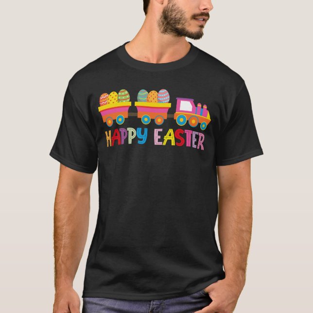 Happy Easter Eggs Train Gift T-Shirt (Front)
