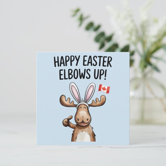 Happy Easter Elbows Up  Holiday Card (Standing Front)