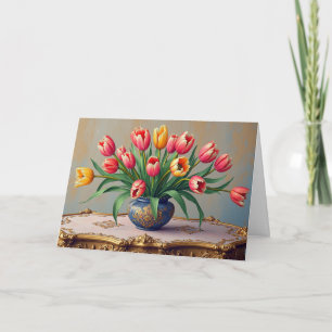 Happy Easter Elegant Tulips Holiday Card