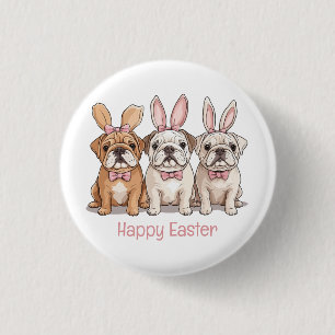 Happy Easter English Bulldogs 3 Cm Round Badge