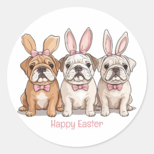 Happy Easter English Bulldogs Classic Round Sticker