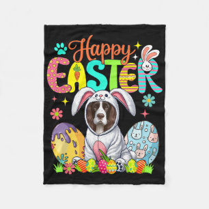 Happy Easter English Springer Spaniel Cosplay Bunn Fleece Blanket
