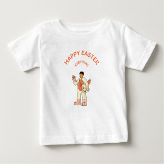 “Happy Easter Everyone” fun illustration in orange Baby T-Shirt