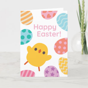 Happy Easter! Excited Yellow Baby Chick Holiday Card