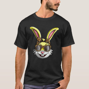Happy Easter Face Bunny Girl, Leopard Easter Day T-Shirt