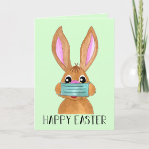 Happy Easter Face masked Bunny Holiday Card