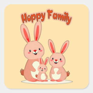 Happy Easter Family – Cute Bunny - Autocolante Square Sticker