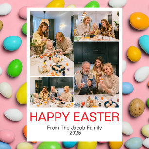 Happy Easter family, easter four photo collage Holiday Card