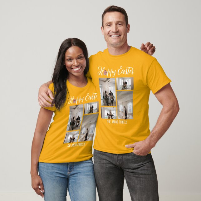 Happy Easter family, easter four photo collage T-Shirt (Unisex)
