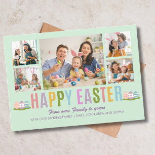 Happy Easter Family Photo Collage Green Invitation