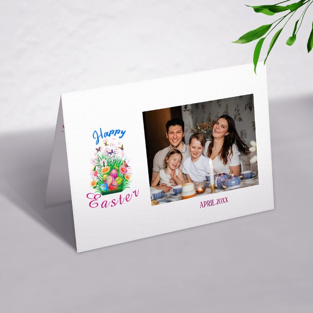 Happy Easter Family Photo Folded Holiday Card (Creator Uploaded)