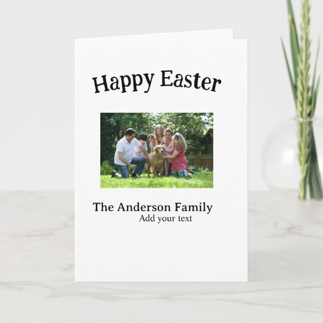 Happy Easter family photo name text reunion simple Card (Front)