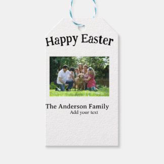 Happy Easter family photo name text reunion simple Gift Tags