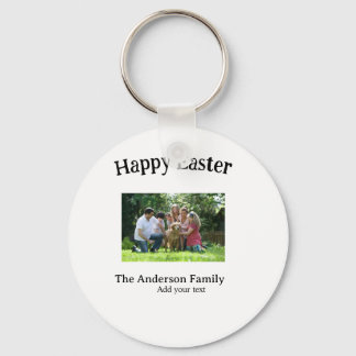 Happy Easter family photo name text reunion simple Key Ring