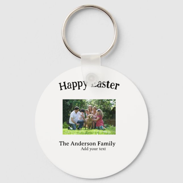 Happy Easter family photo name text reunion simple Key Ring (Front)