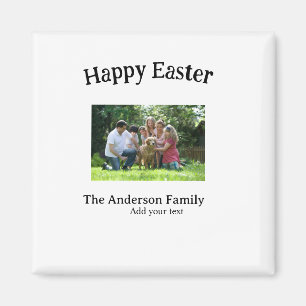 Happy Easter family photo name text reunion simple Magnet