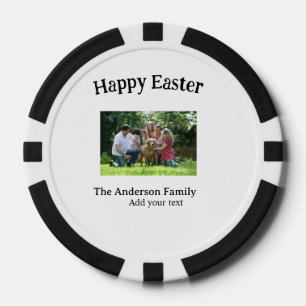 Happy Easter family photo name text reunion simple Poker Chips
